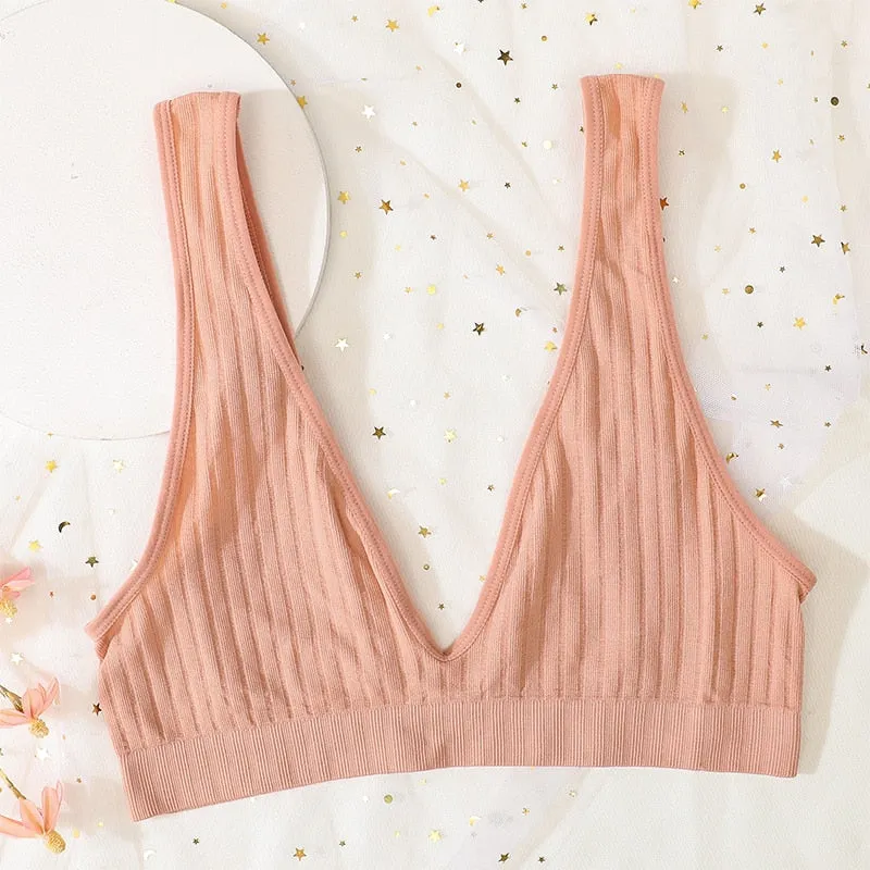 Seamless Sports Bras for Women - Plunge, Deep V, Sexy Backless Bralette Underwear