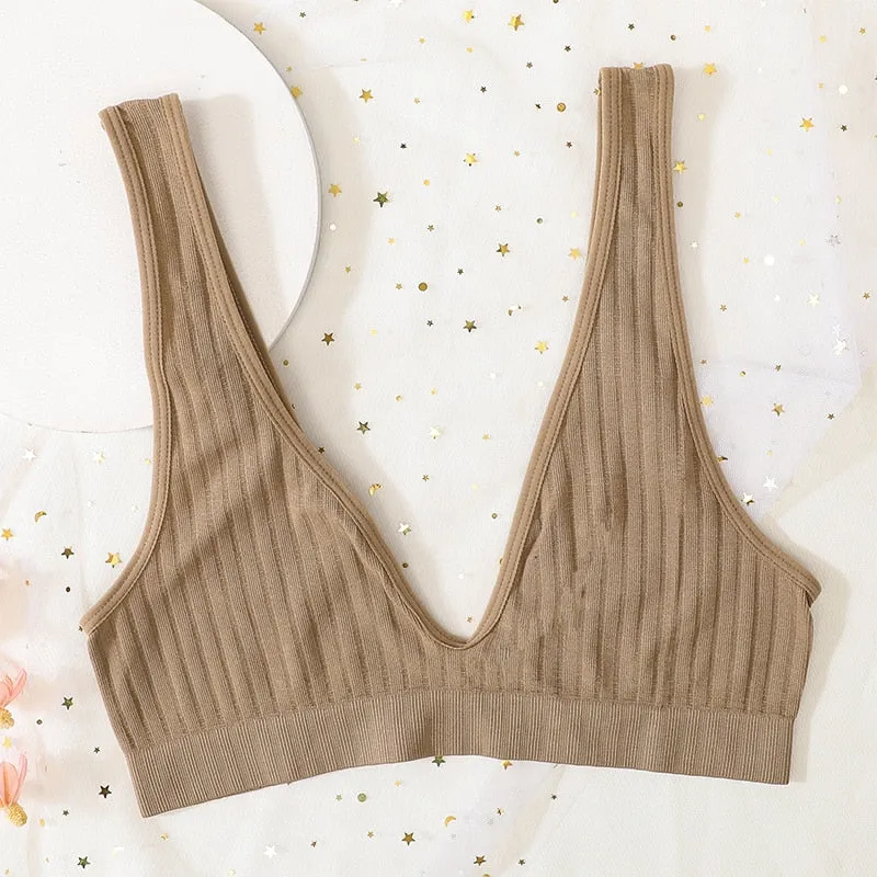 Seamless Sports Bras for Women - Plunge, Deep V, Sexy Backless Bralette Underwear