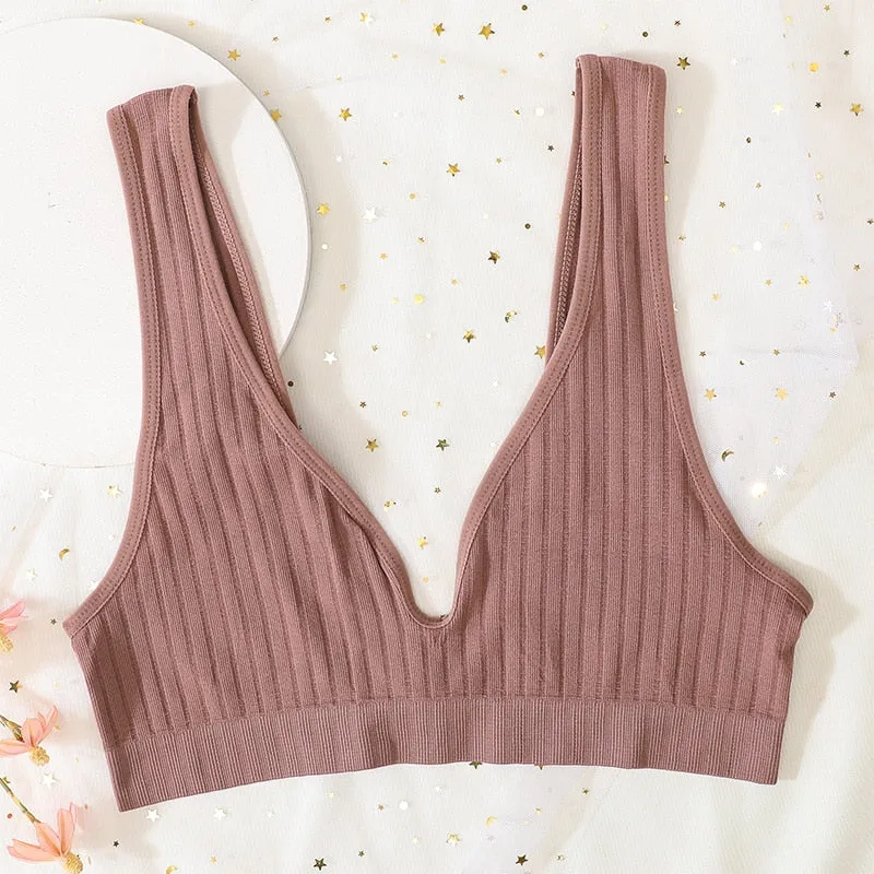 Seamless Sports Bras for Women - Plunge, Deep V, Sexy Backless Bralette Underwear