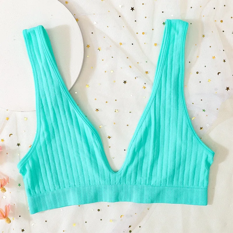 Seamless Sports Bras for Women - Plunge, Deep V, Sexy Backless Bralette Underwear