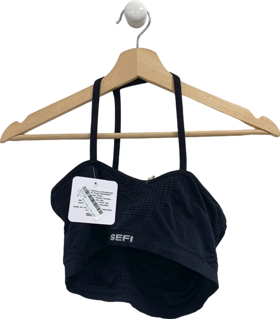 Sefi Black Waffle Asymmetric Bandeau Bra UK M