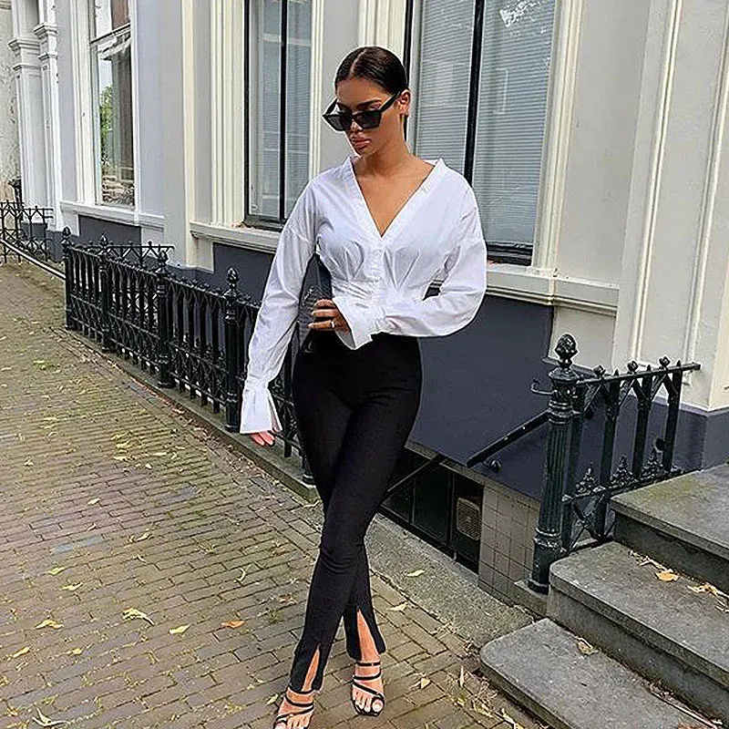 Serena High-Waisted Slim Split-Hem Pants