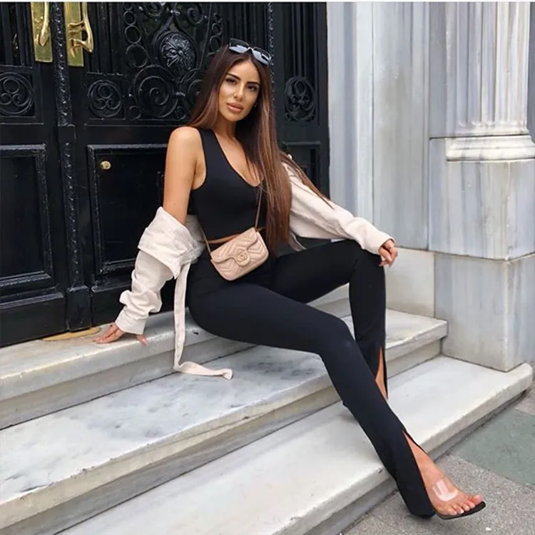 Serena High-Waisted Slim Split-Hem Pants