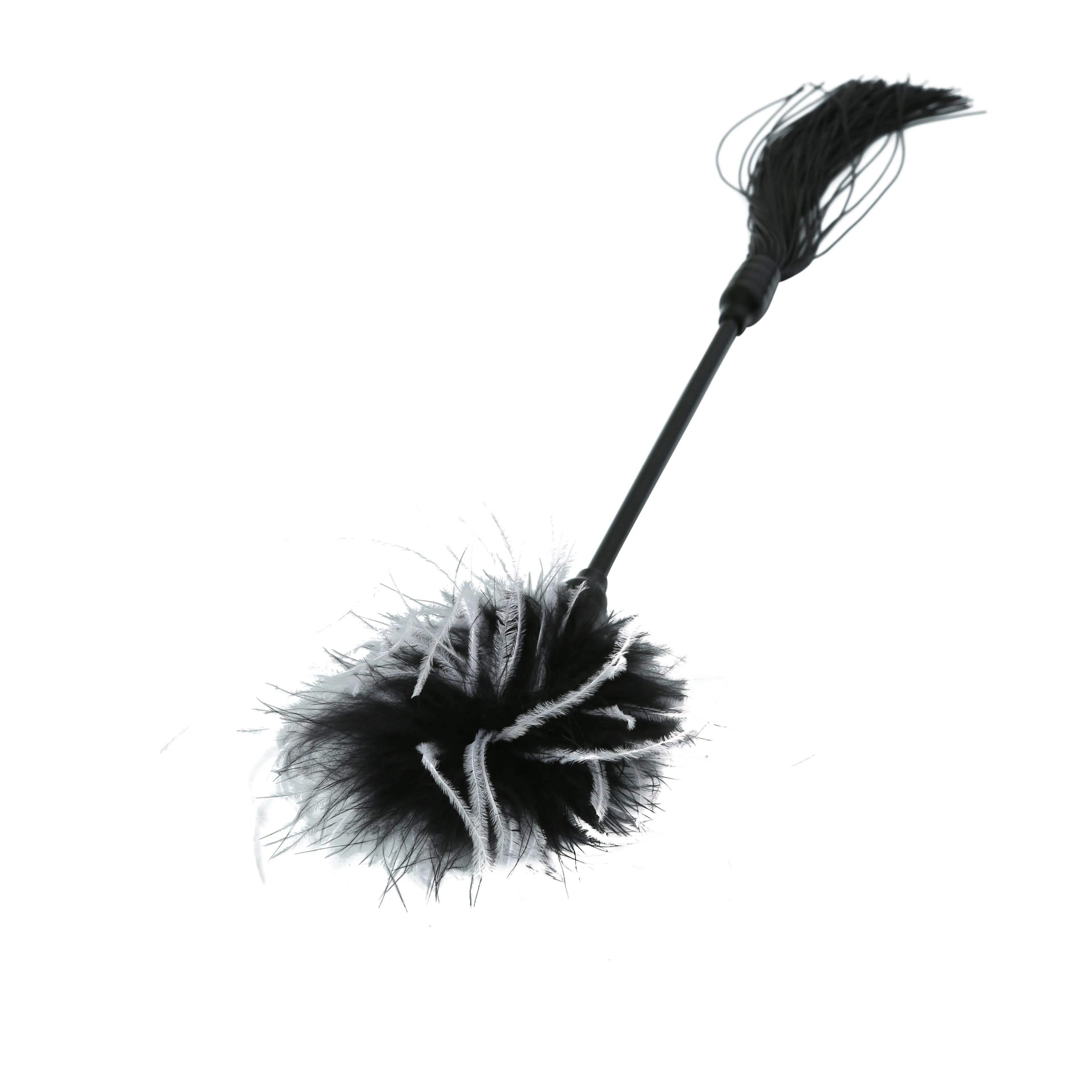Sex and Mischief Black Whip and Tickler – Sensual Feather and Rubber Play