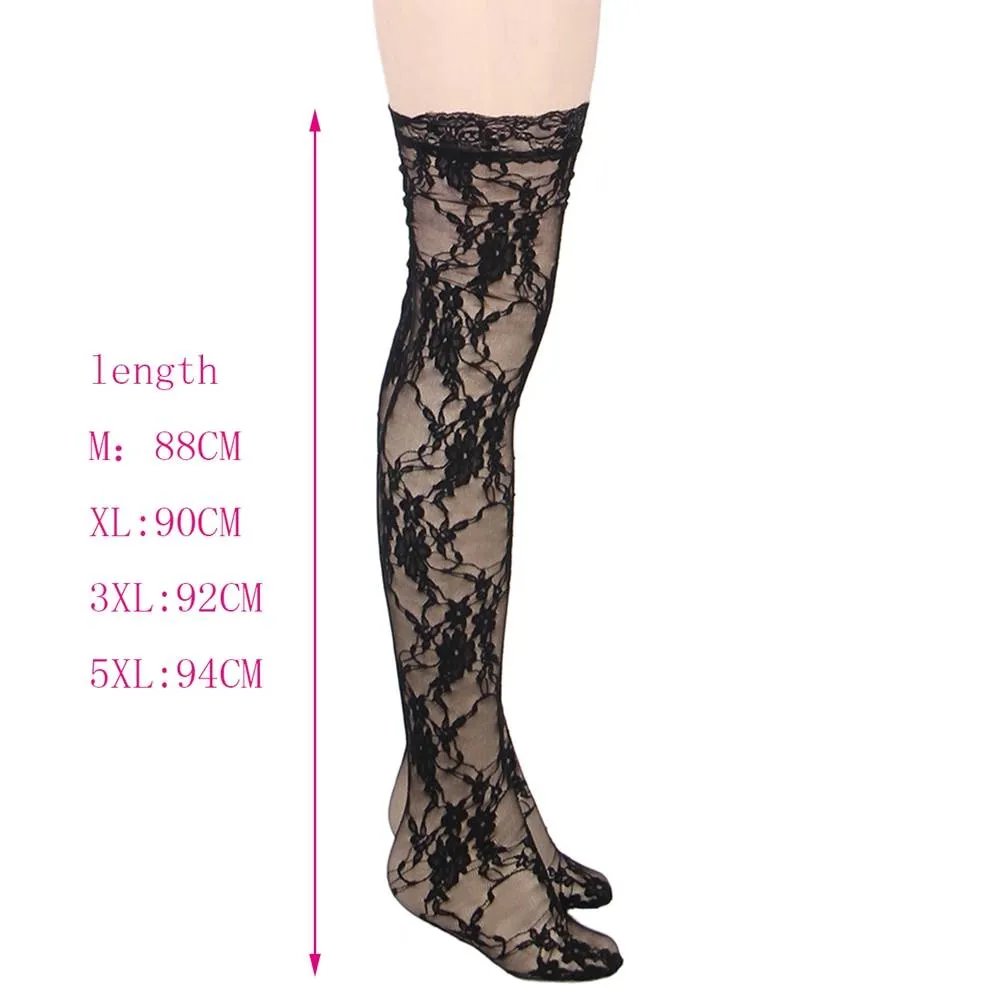 Sexy Egypt Lace Sleeveless See-Through Backless Deep V-Neck Bodysuit With Stocking