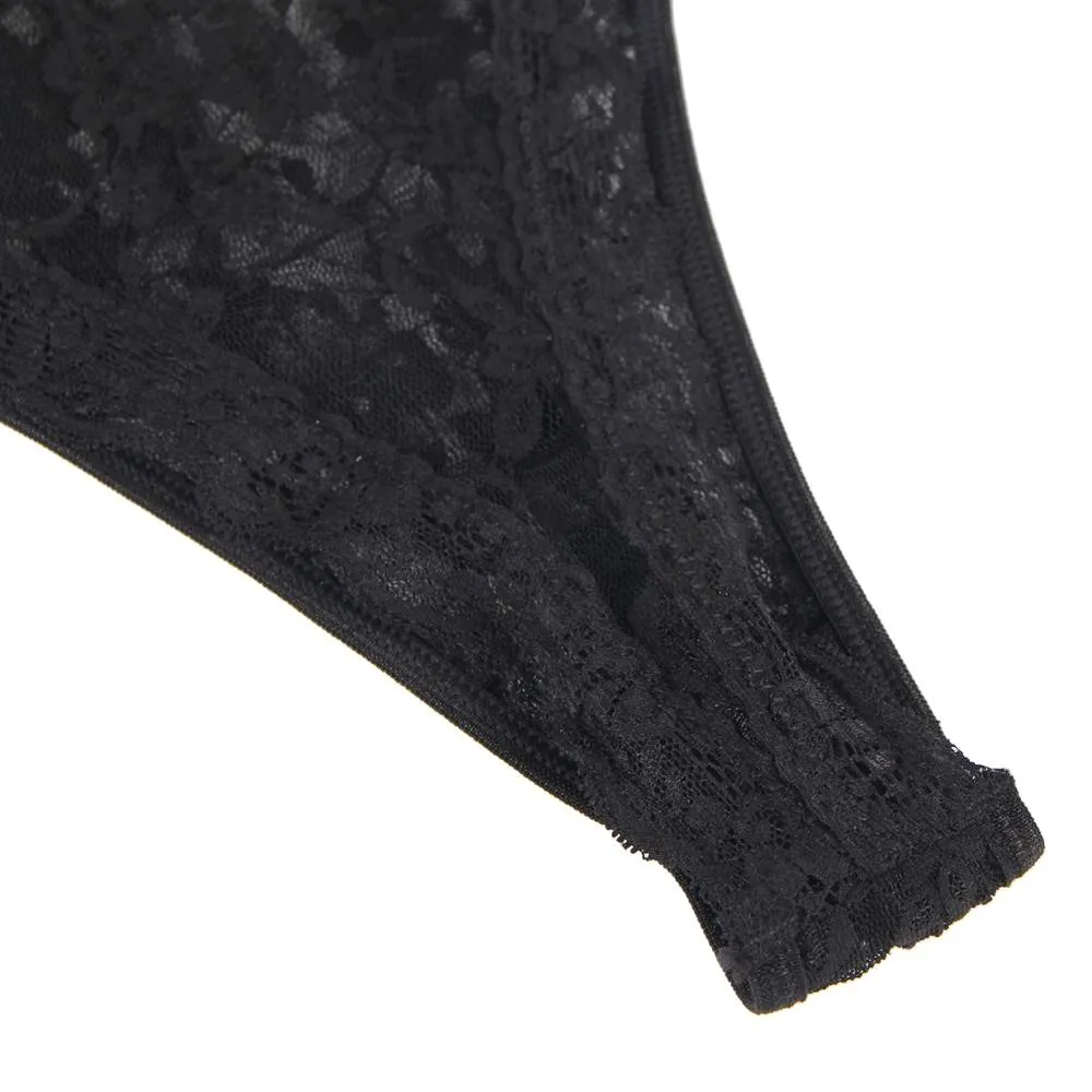 Sexy Egypt Lace Sleeveless See-Through Backless Deep V-Neck Bodysuit With Stocking