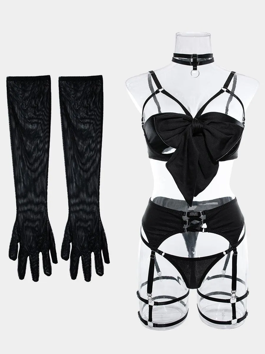Sexy Garter Hollow Sexy Lingerie Four-piece Set MSL041
