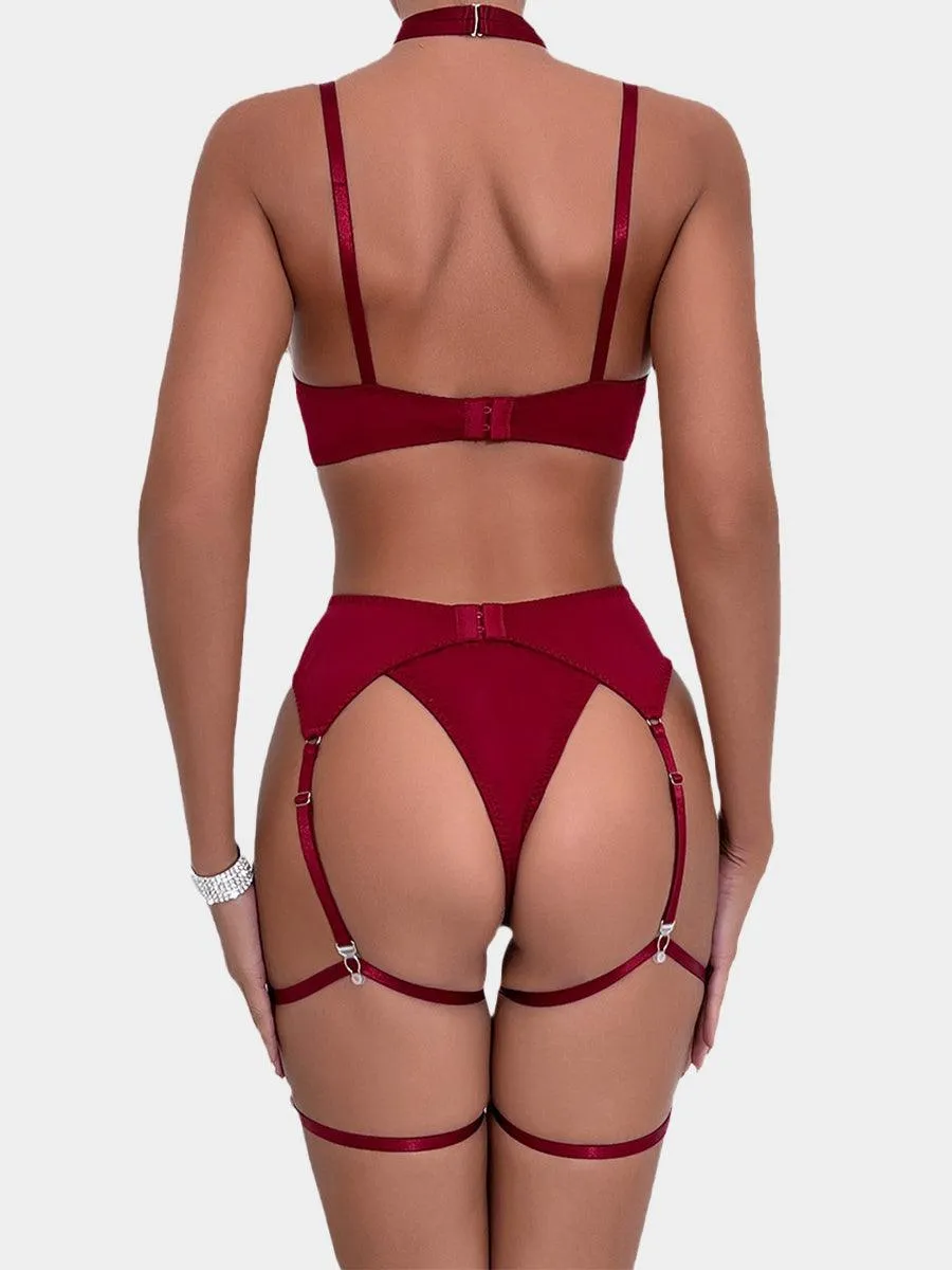 Sexy Garter Hollow Sexy Lingerie Four-piece Set MSL041