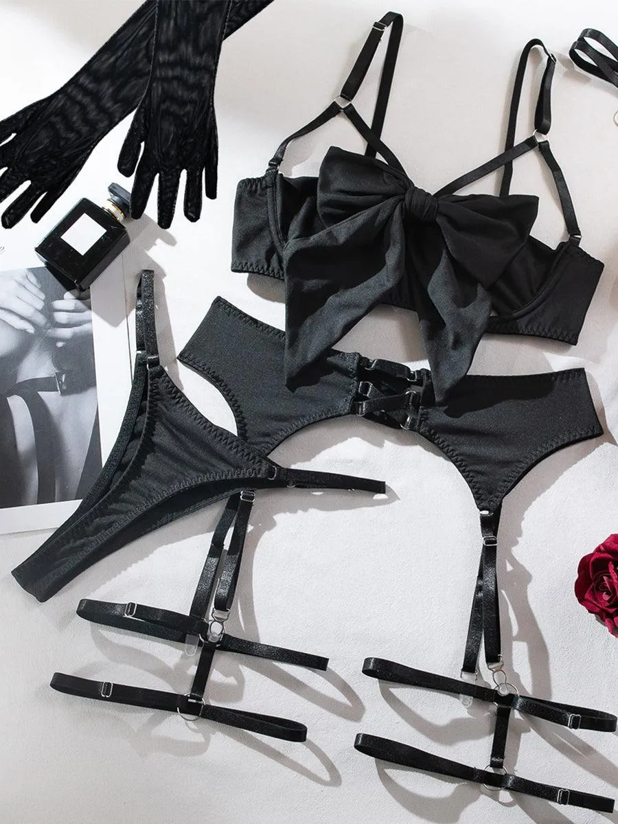 Sexy Garter Hollow Sexy Lingerie Four-piece Set MSL041