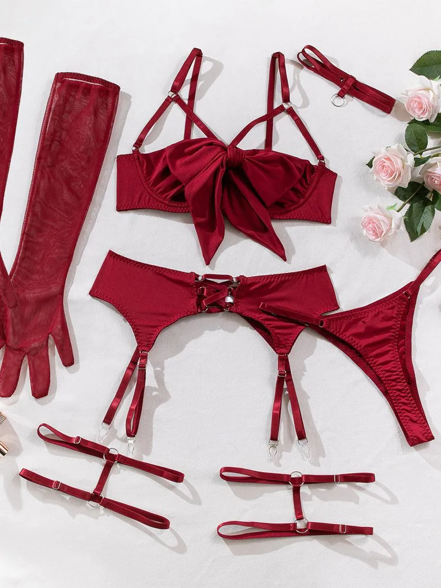 Sexy Garter Hollow Sexy Lingerie Four-piece Set MSL041