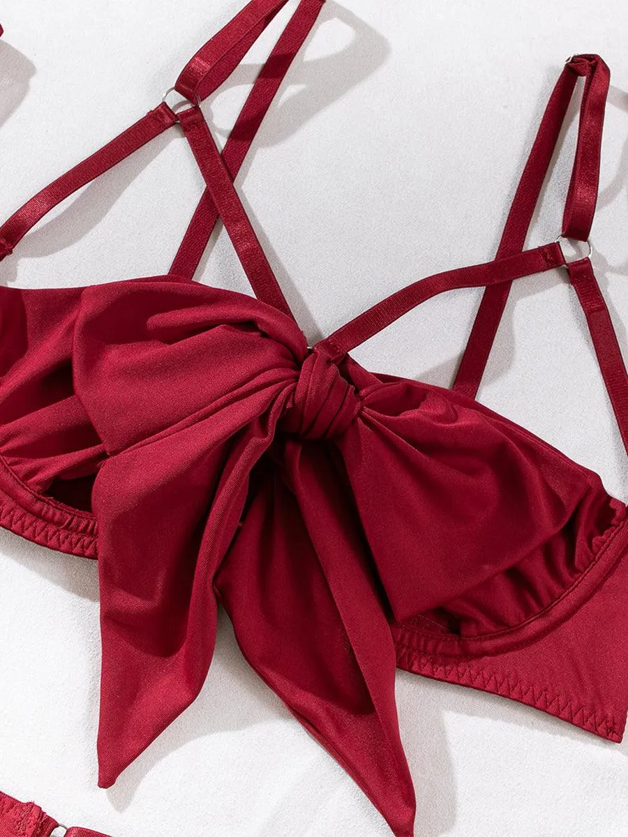 Sexy Garter Hollow Sexy Lingerie Four-piece Set MSL041