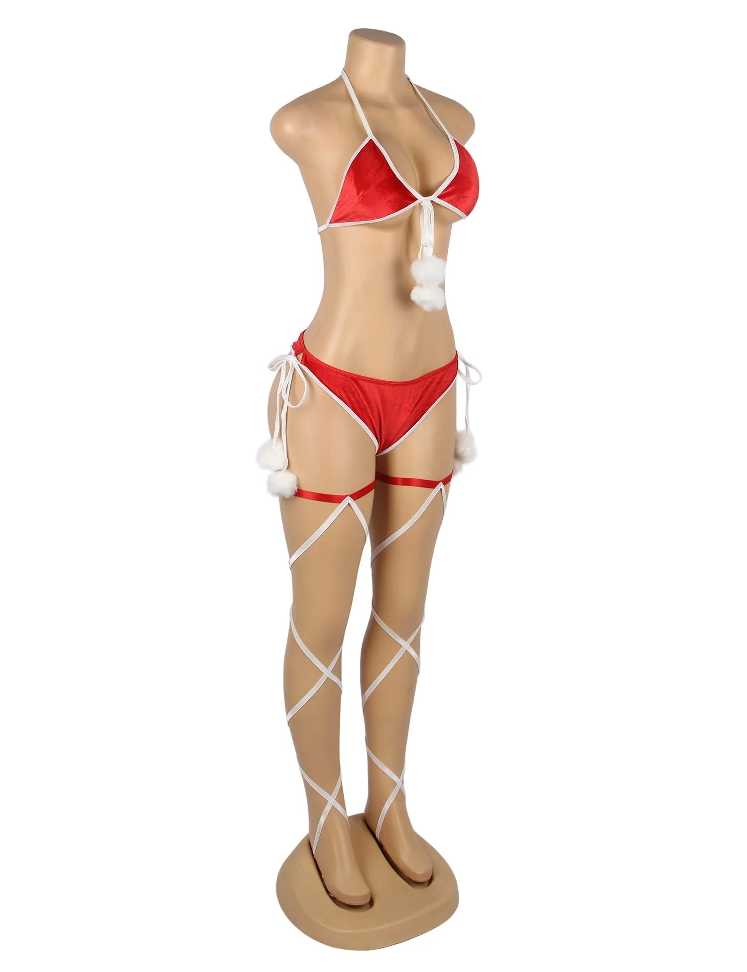 Sexy Red Christmas Egypt Plush Bra Set