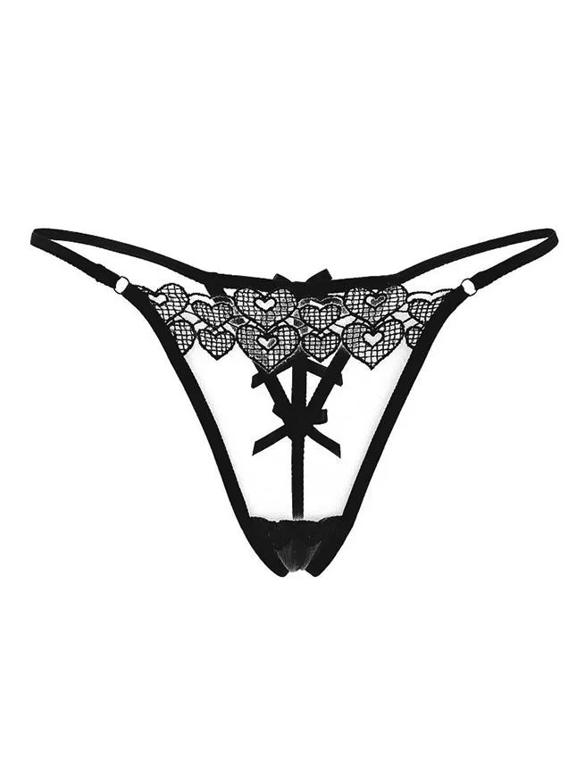 Sexy Women Mesh Thong With Bow