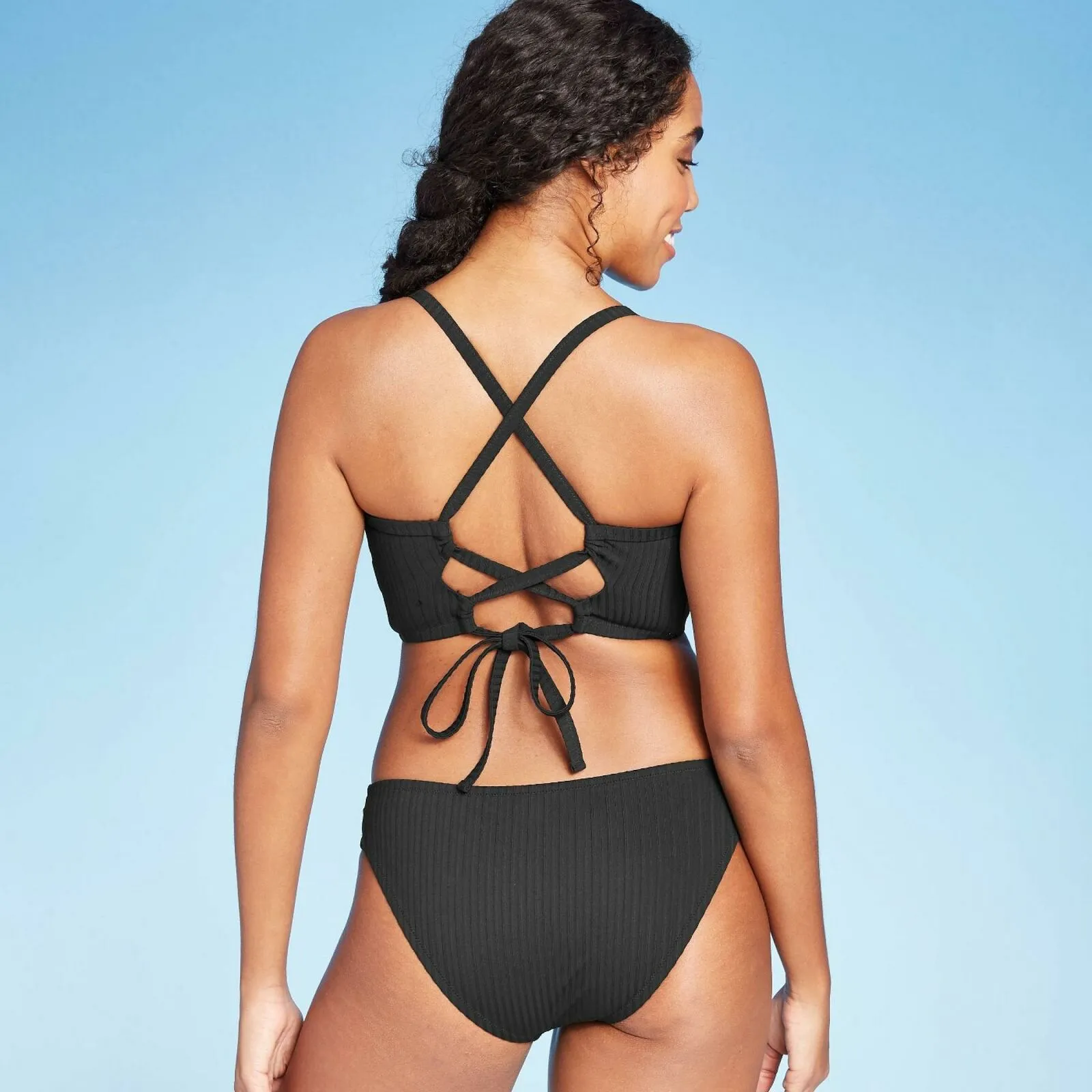 Shade & Shore Women's Lightly Lined V-Wire Ribbed Bikini Top