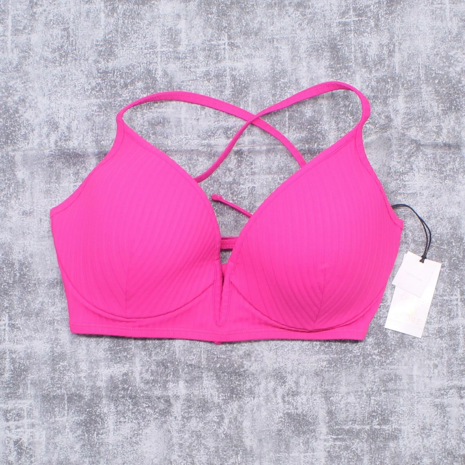 Shade & Shore Women's Lightly Lined V-Wire Ribbed Bikini Top