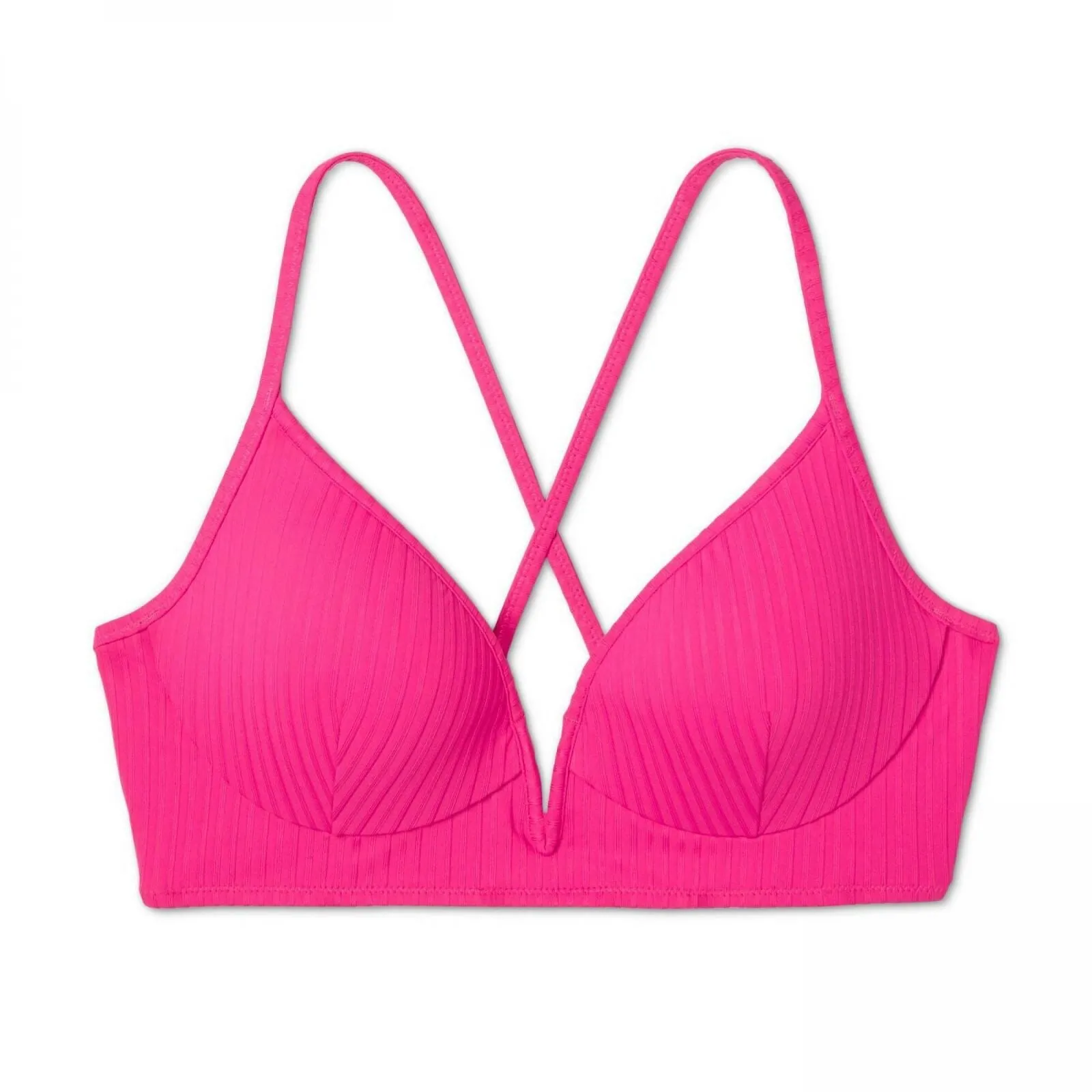 Shade & Shore Women's Lightly Lined V-Wire Ribbed Bikini Top