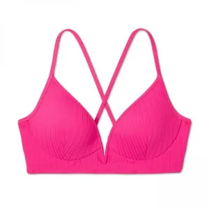 Shade & Shore Women's Lightly Lined V-Wire Ribbed Bikini Top