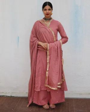 Shami Rose Mulmul Cotton Kurta Set with Dupatta Set of 3 - Jugnoo