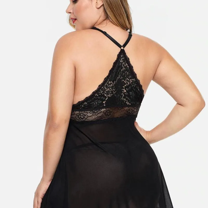 Sheer Mesh Halter Neck Lingerie Set