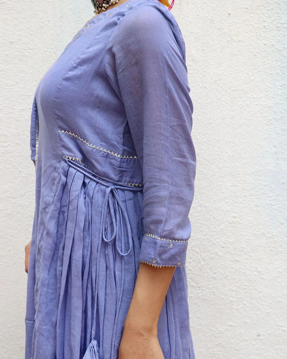 Shine Blue Mulmul Cotton Kurta Set with Dupatta Set of 3 - Jugnoo