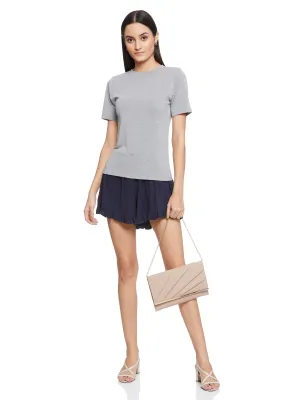 Shorts With Ruffle Detail Bottom (Navy)