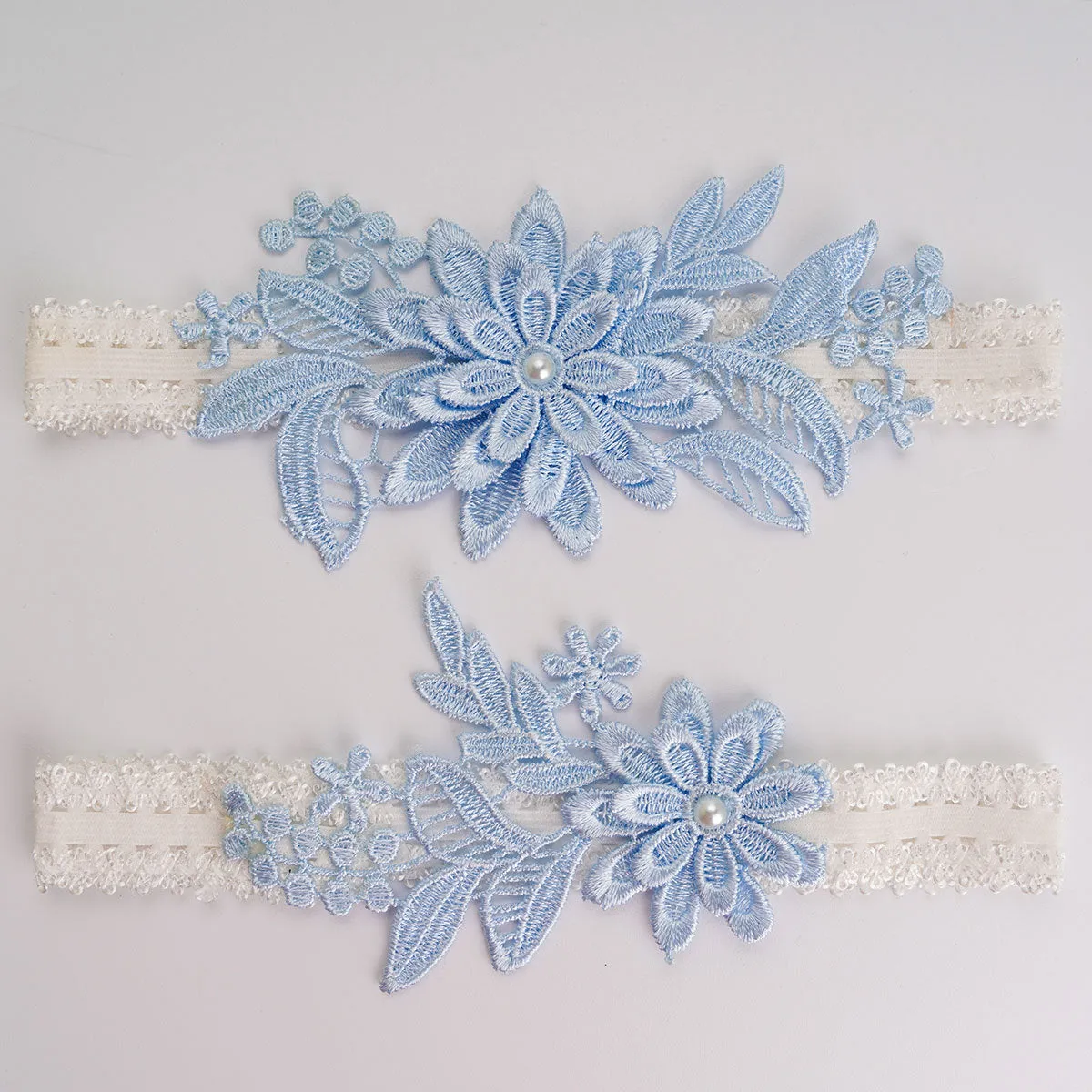 Sky Blue Elastic Lace Sexy Thigh Garter Belt