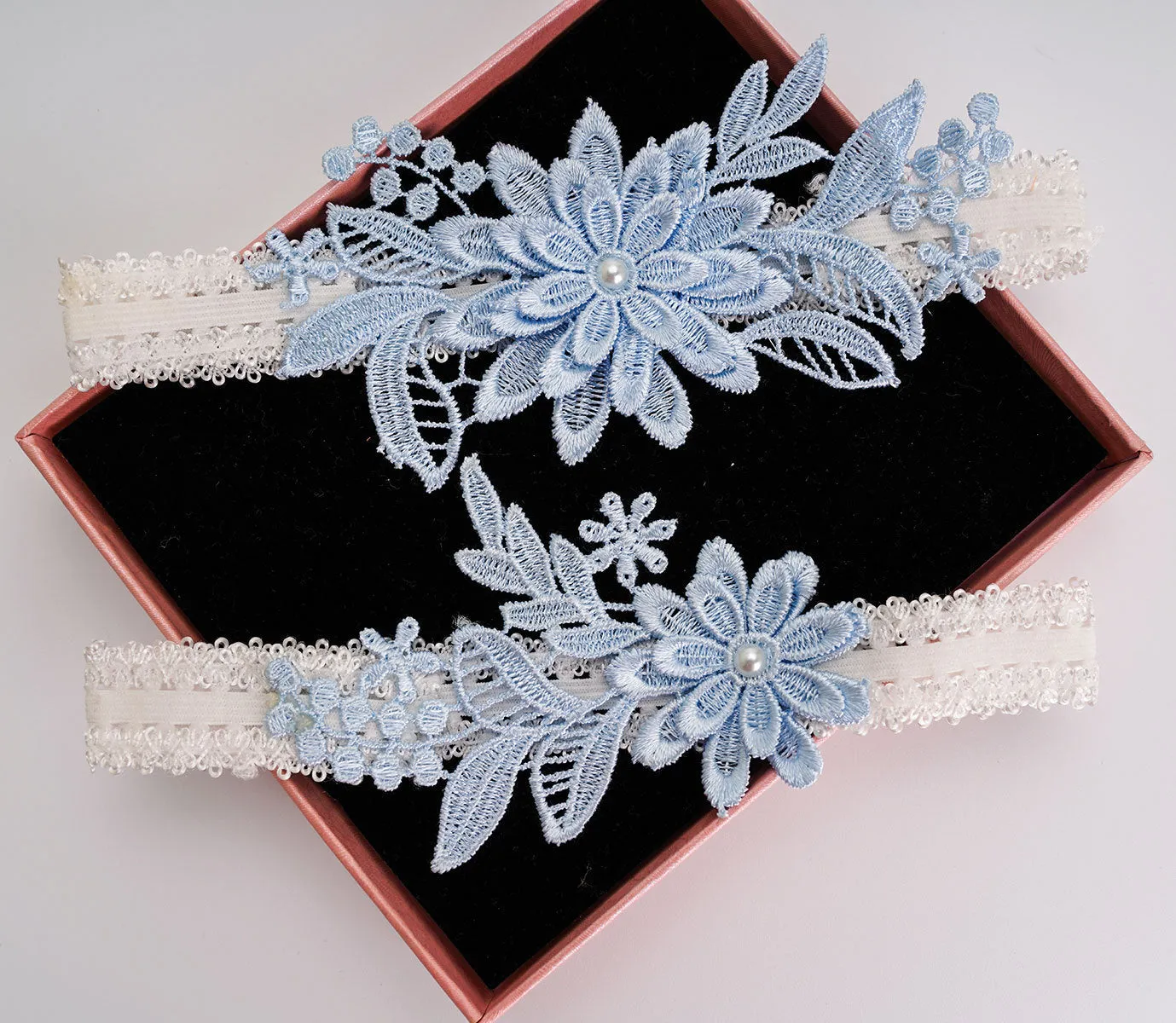 Sky Blue Elastic Lace Sexy Thigh Garter Belt