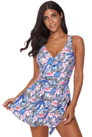 Sky Blue Flower Print Swimdress