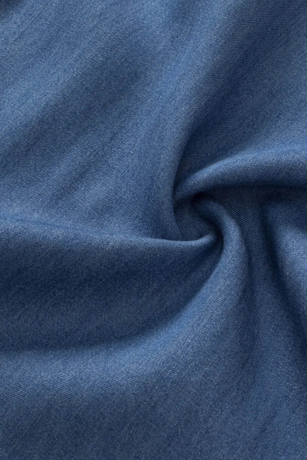Sky Blue Side Pockets Frilled Smocked High Waist Wide Leg Jeans