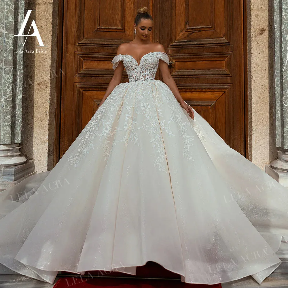 Sleeveless Wedding Dress Off the Shoulder Ball Gown