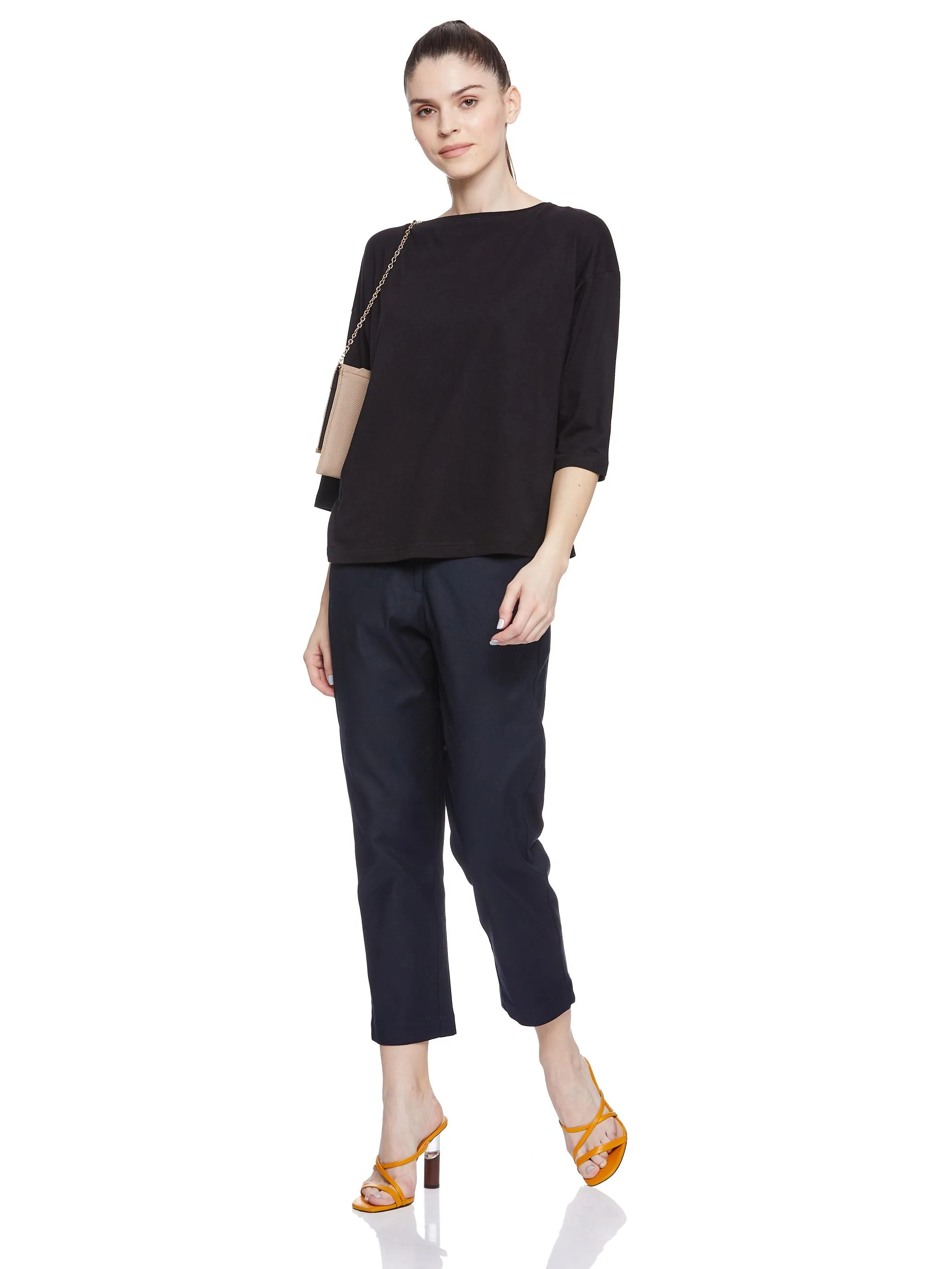 SLIM CROPPED PANT  (NAVY)
