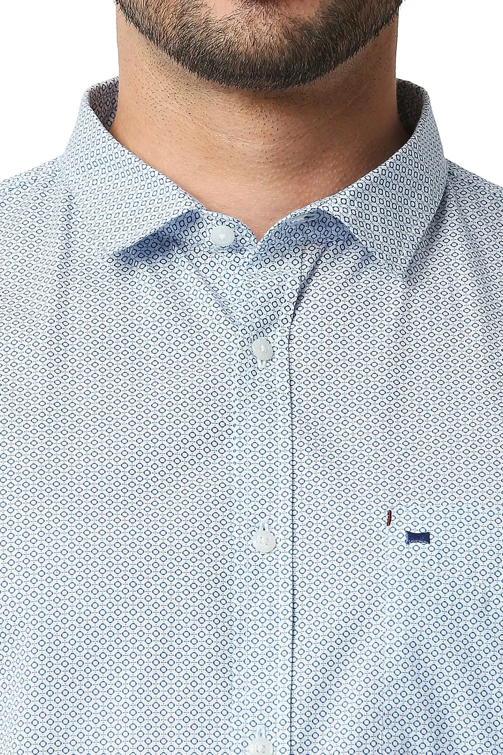 Slim Fit Poplin Printed Halfsleeves Shirt
