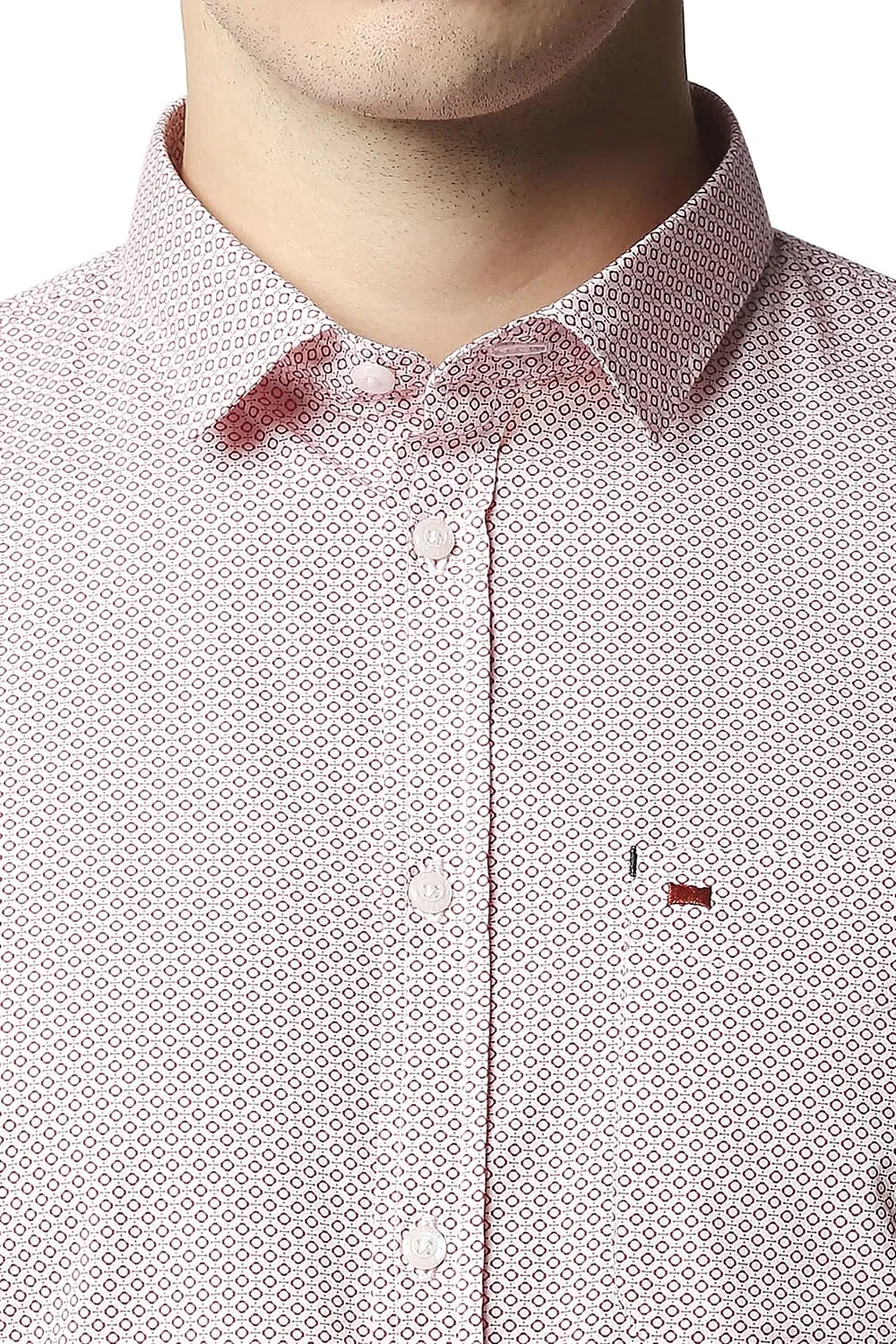 Slim Fit Poplin Printed Halfsleeves Shirt