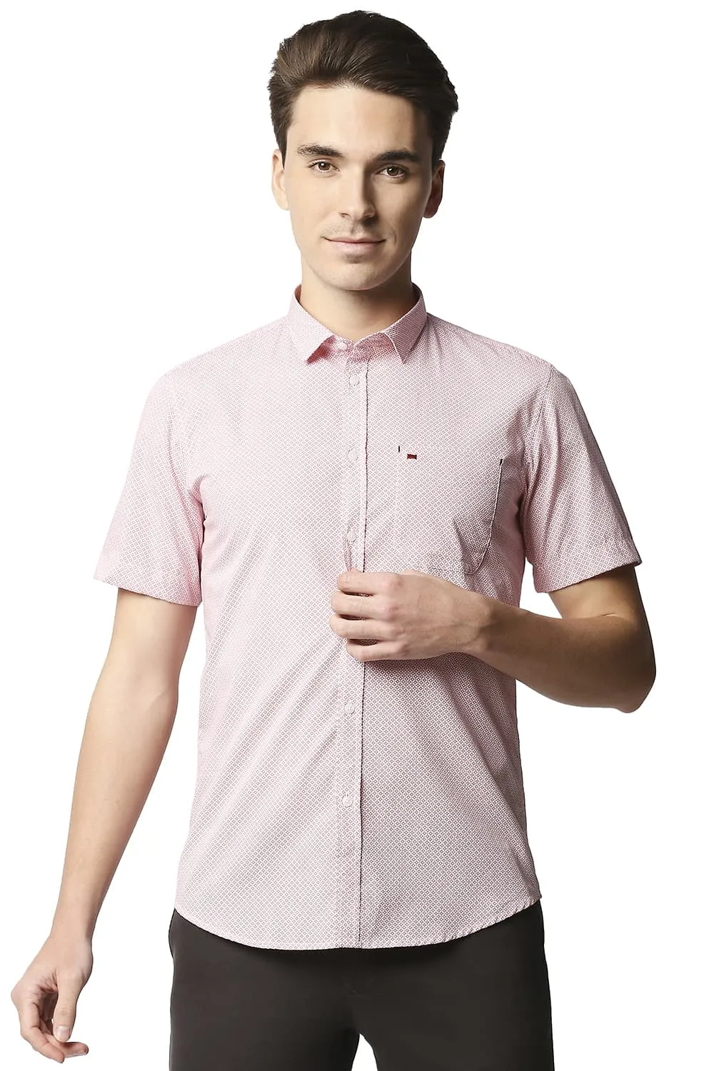 Slim Fit Poplin Printed Halfsleeves Shirt