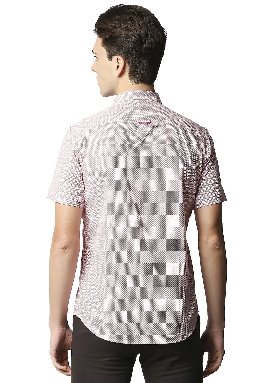 Slim Fit Poplin Printed Halfsleeves Shirt
