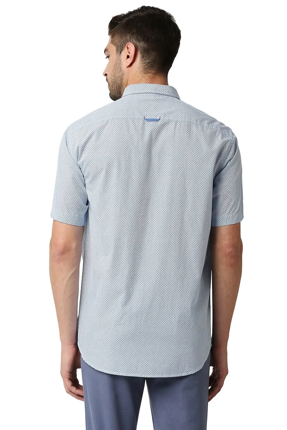 Slim Fit Poplin Printed Halfsleeves Shirt