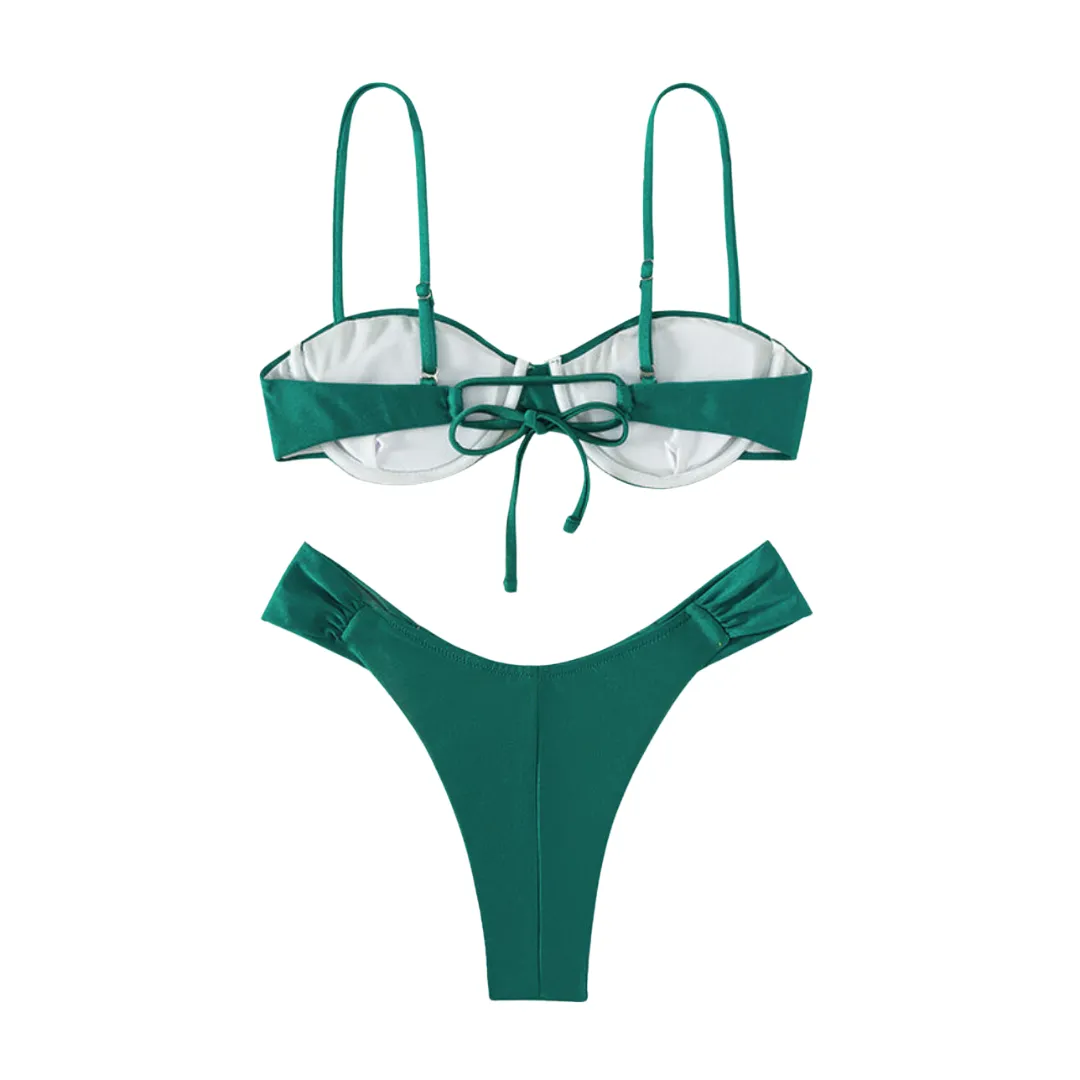 Spaghetti Strap Ruched Accent Bikini Set