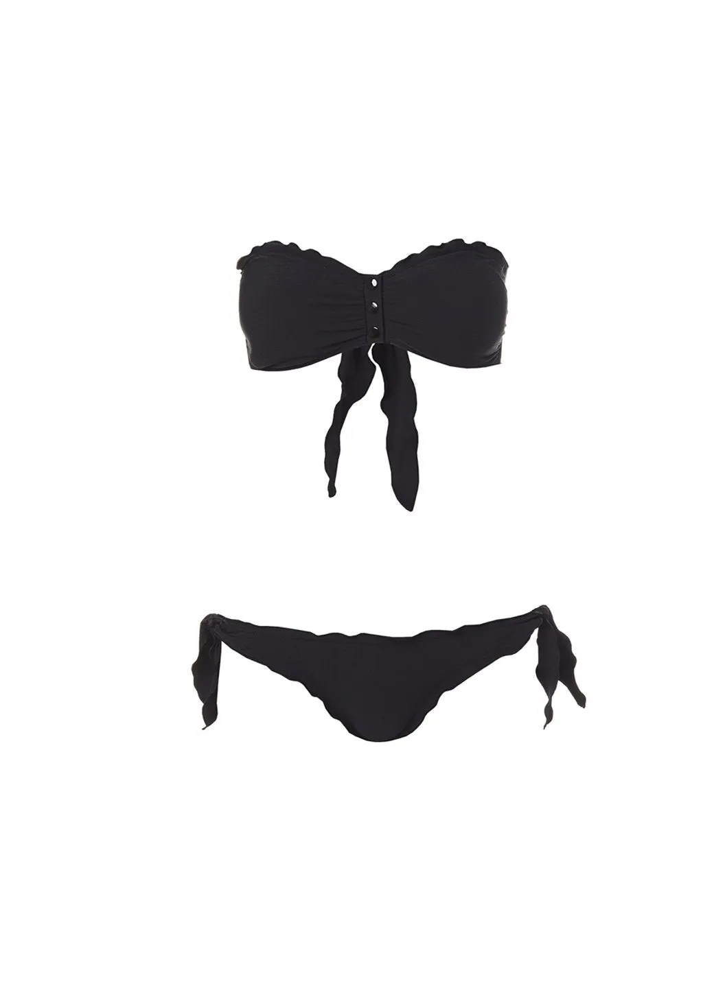 St Martin Black Ribbed Bandeau Popper Bikini
