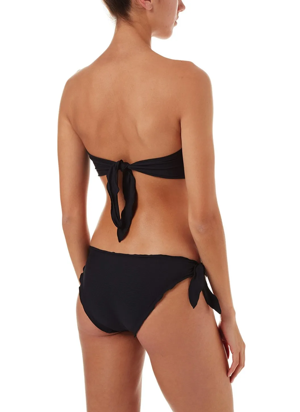 St Martin Black Ribbed Bandeau Popper Bikini