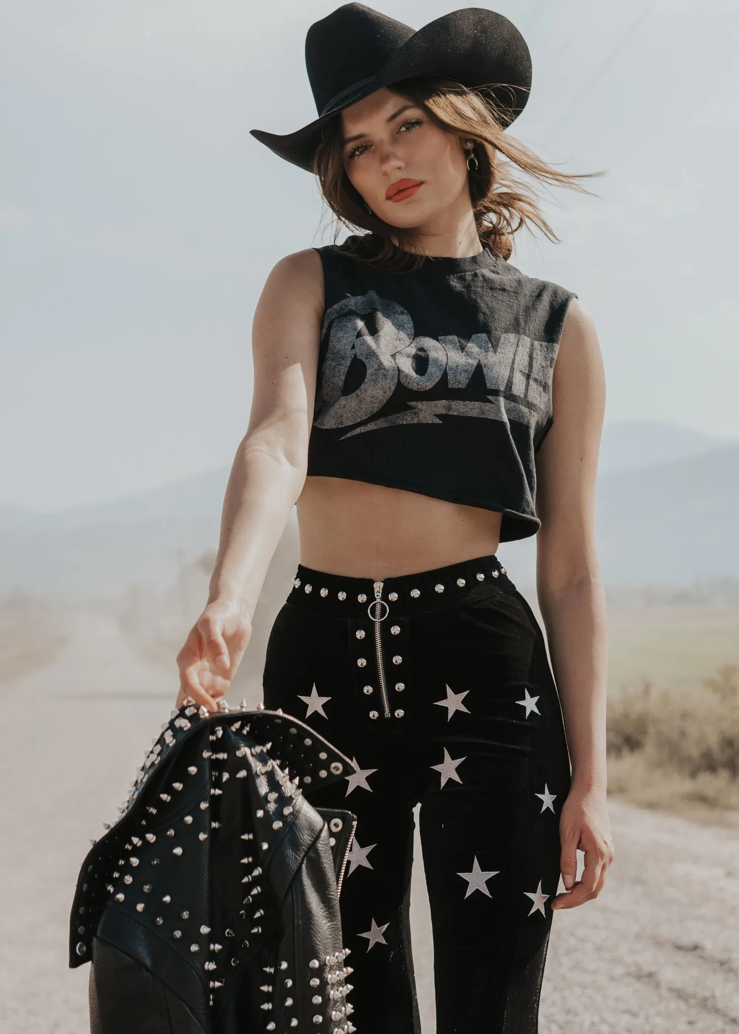 Star Studded Velvet Bell Bottoms