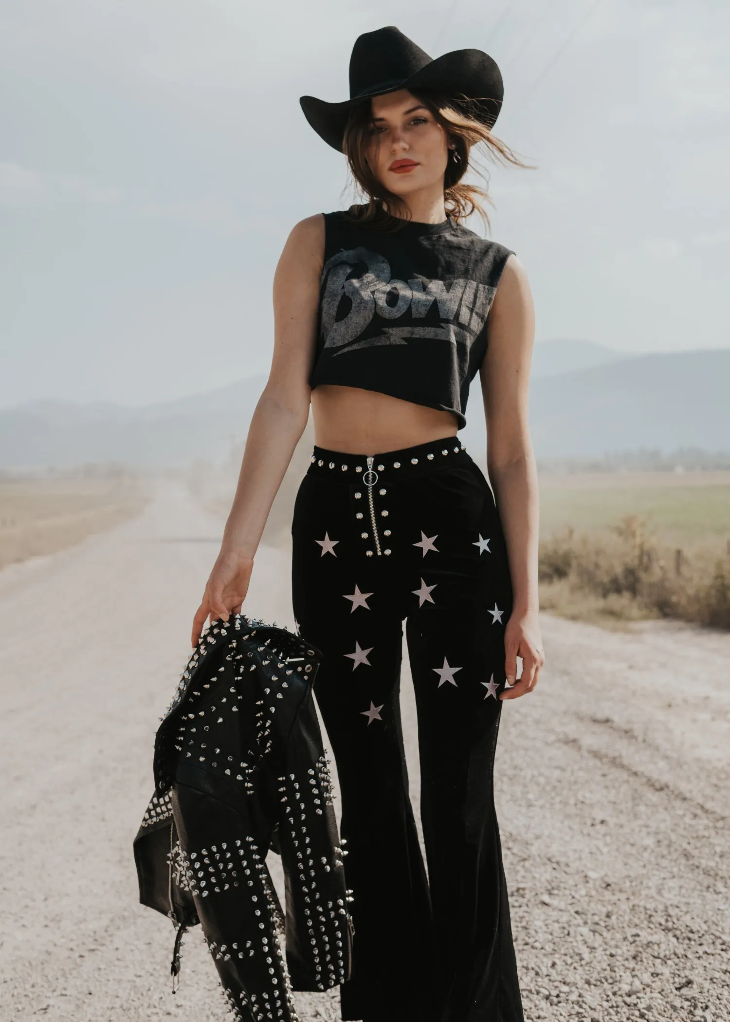 Star Studded Velvet Bell Bottoms