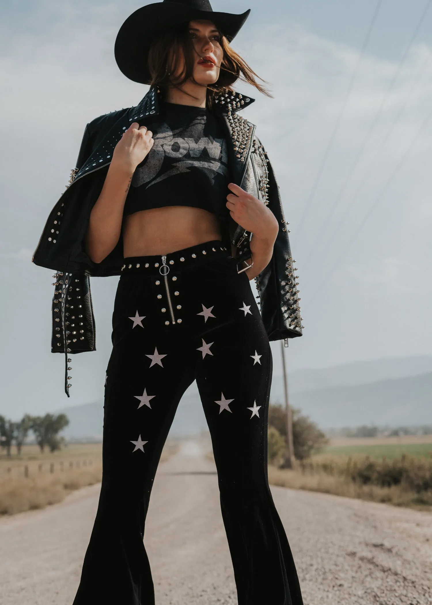 Star Studded Velvet Bell Bottoms