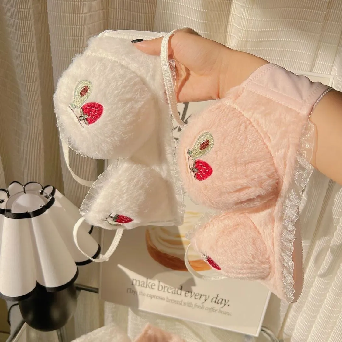Strawberry Avocado Fur Lingerie Set For Women
