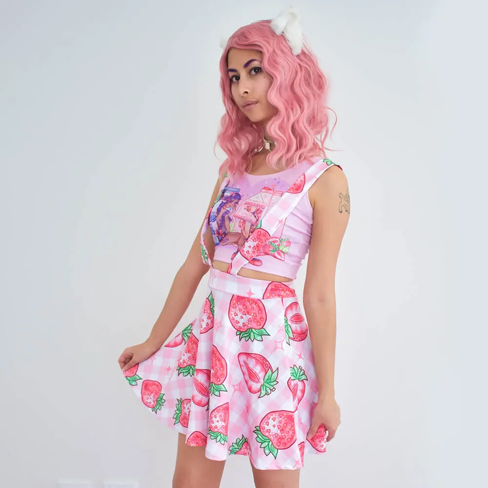 Strawberry Suspender Skirt - Pink 🍓