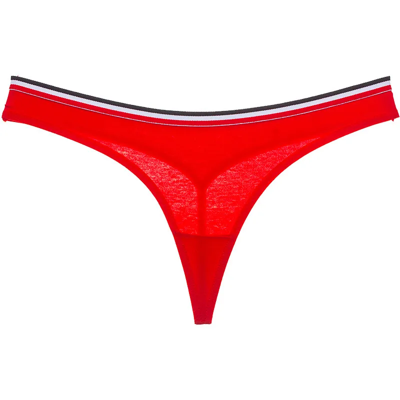 Stripe High Cut Cotton Thong - Color Blocking Design - 100% Cotton Material