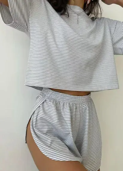 Striped Cotton Pyjama Set for Women
