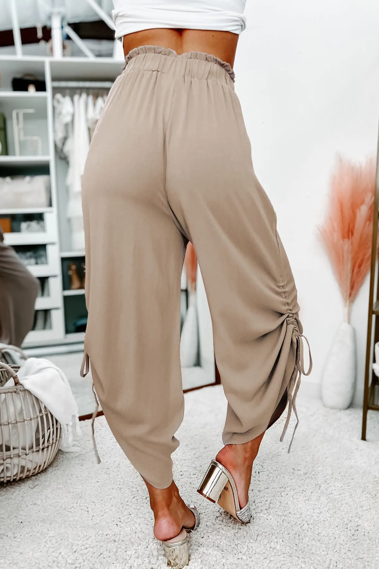 Sweet Me Away Side Drawstring Pull Pants (Taupe)