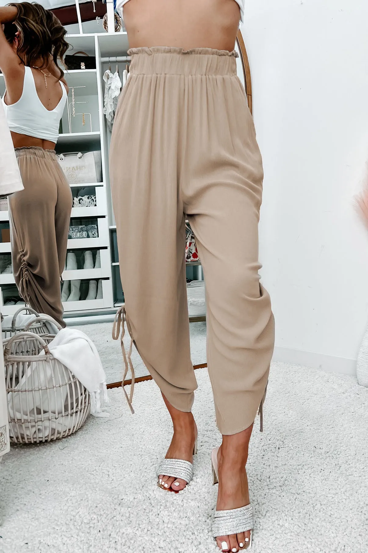 Sweet Me Away Side Drawstring Pull Pants (Taupe)