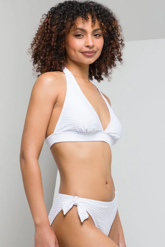 Textured Bikini Bottom With Tie White