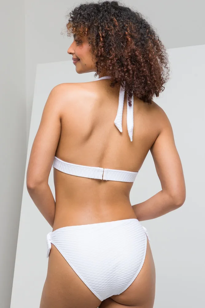 Textured Bikini Bottom With Tie White